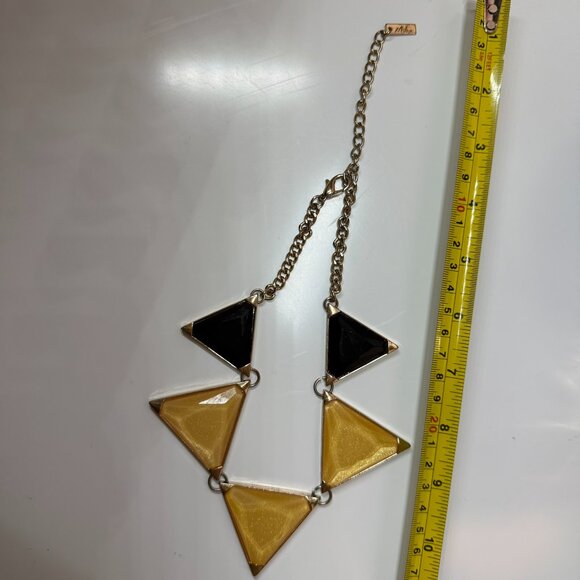 Vintage Signed Mika Geometric Statement Necklace –Boho Chunky Triangular Stones - Picture 8 of 8